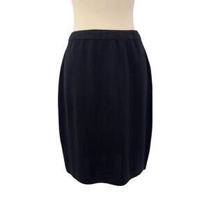 St. John Basics Black Pencil Skirt Wool Santana Knit Knee Length | Size: 2